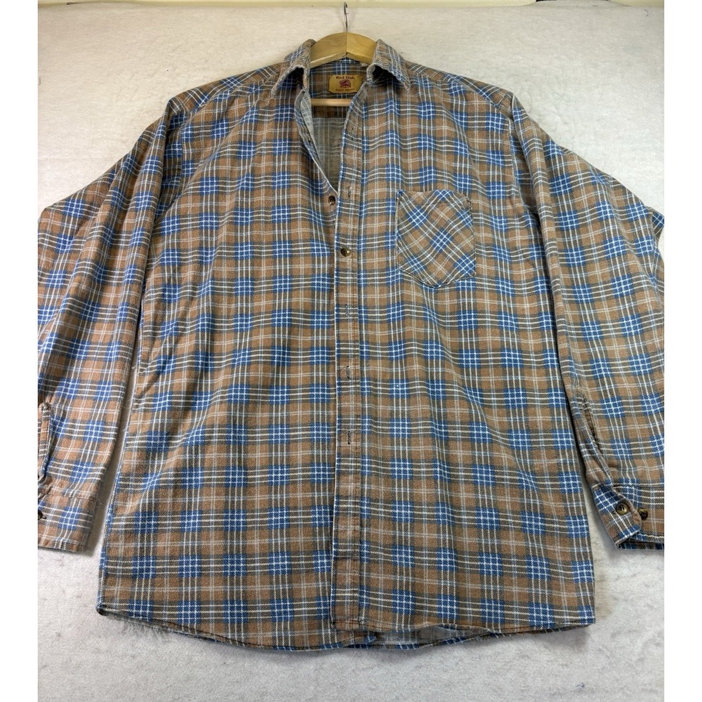 Vintage Red Oak Ranch Apparel Mens MedT Flannel Shirt Plaid Pocket Chore Outdoor